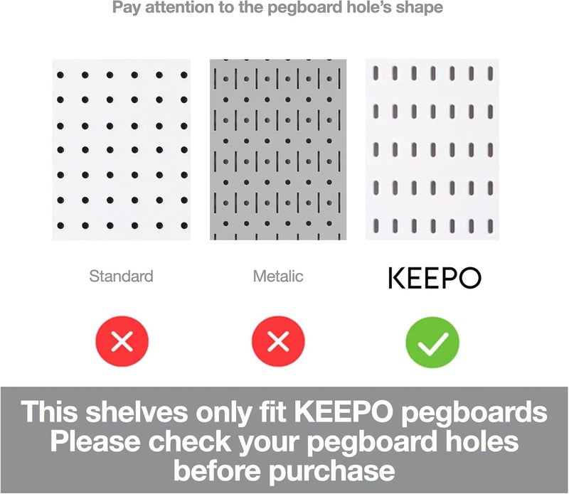 KEEPO Peg Board Organizer Accessories, Peg Board With Accessories, Pegboard Hooks, Pegboard Bins (Shelves) - Image 3